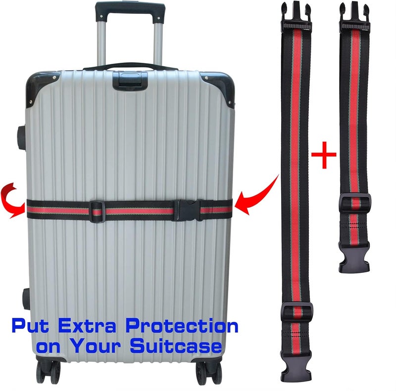 RUMILLA Luggage Strap add a Bag, Heavy Duty Adjustable Suitcase Belt Travel Attachment Travel Accessories for Connecting Your Luggage (Black+red) - Image 4